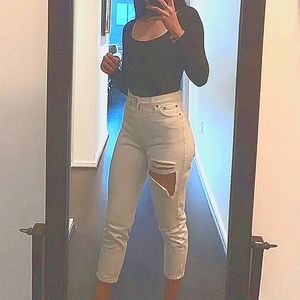 White Topshop distressed Mom Jeans